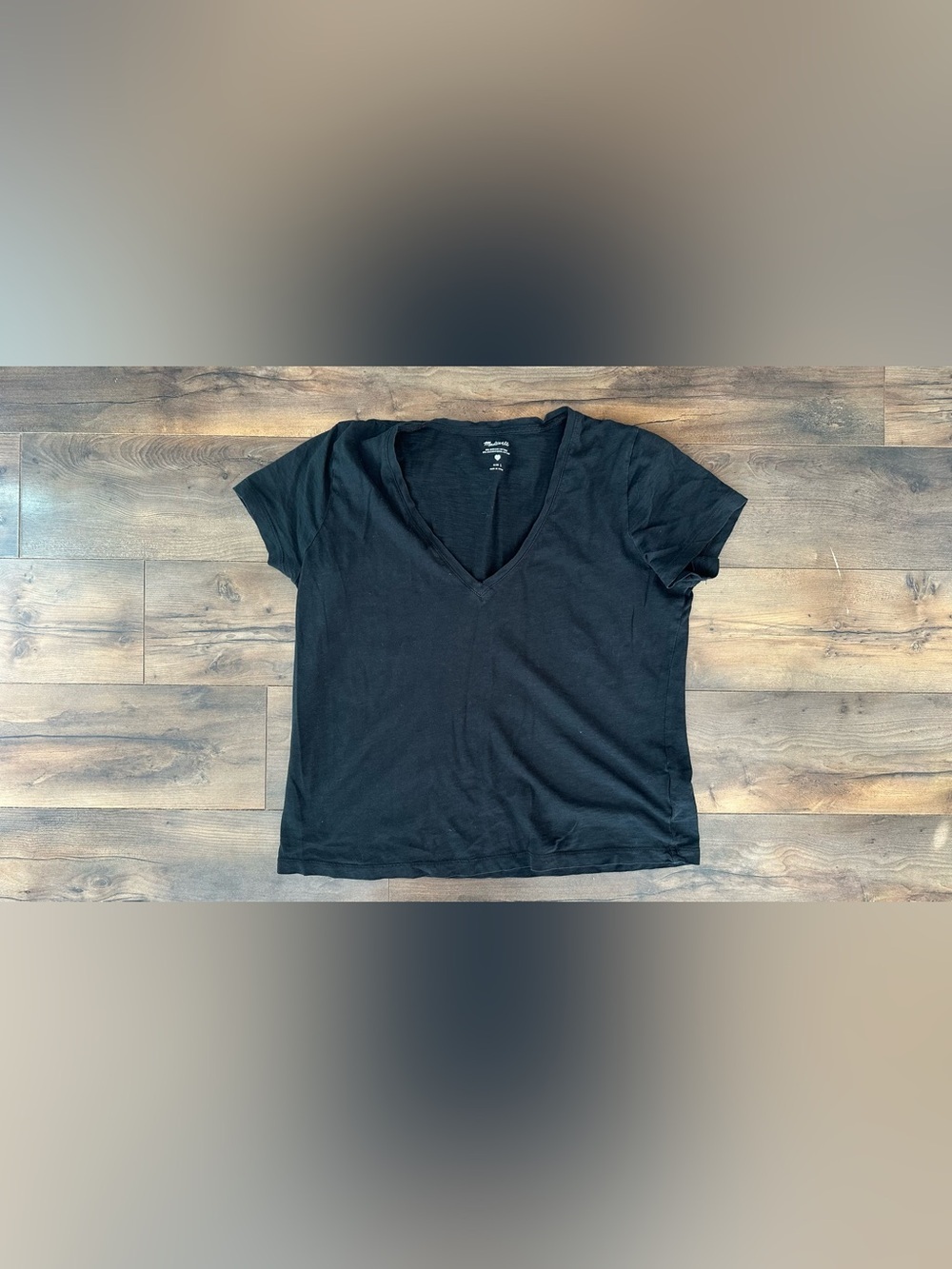 Madewell Black Whisper Cotton V-Neck Tee Shirt Large Organic Cotton
